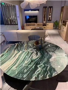 Ocean Blue Travertine Triangle Coffee Table Stone Furniture