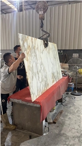 Prefab Kitchen Countertops Marble Calacatta Gold Island Top