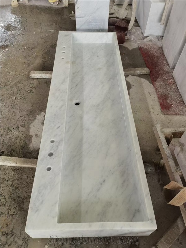 Sculptured Stone Bathroom Sink Beige Limestone Counter Basin