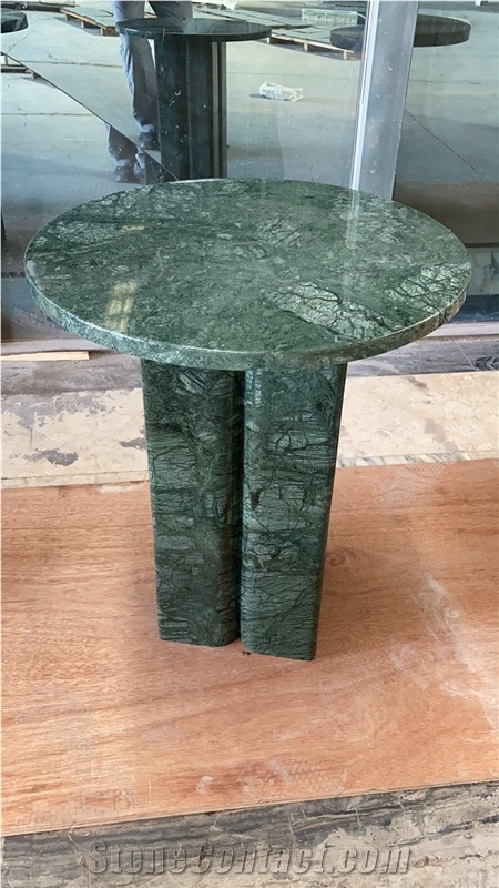 Silver Blue Travertine Coffee Table Carving Stone Furnitures