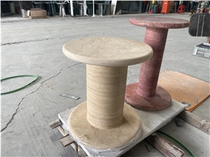 Solid Travertine Plinth Side Table Romano Travertino Tables