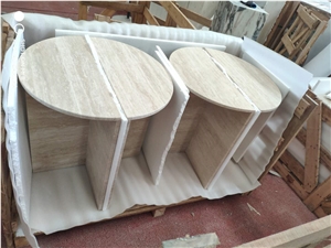 Triangle Stone Coffee Table Tops Beige Travertine