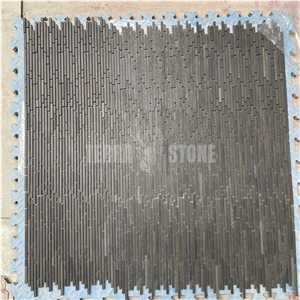 Basalt Black Stone Mosaic Random Strips Bathroom Wall Tiles Basalt Black Stone Mosaic Random Strips Bathroom Wall Tiles