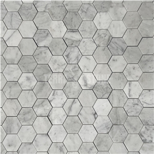 Bianco Carrara Marble 3" Hexagon Honed Mosaic Tile