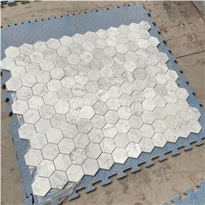 Bianco Carrara Marble 3" Hexagon Honed Mosaic Tile