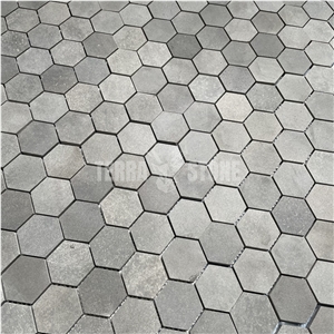 Black Basalt Hexagon 2" Mosaic Wall Floor Tile Honed