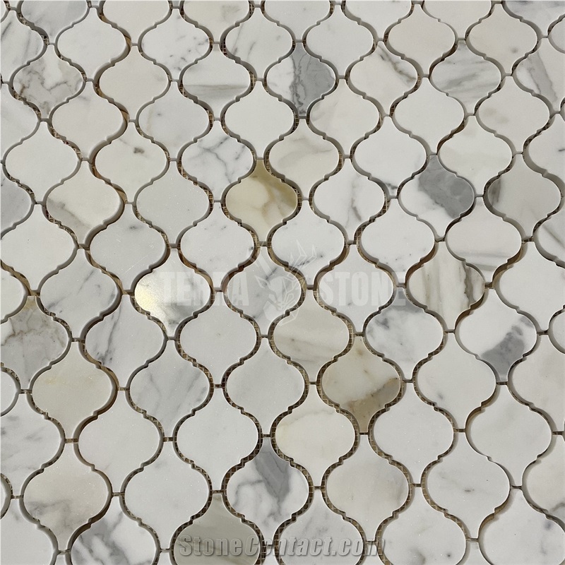 Calacatta Gold Arabesque Marble Lantern Mosaic Tile