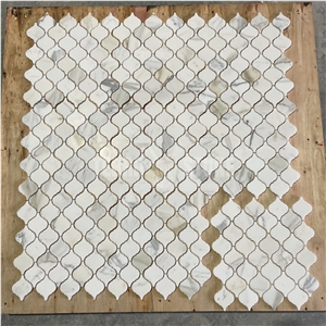 Calacatta Gold Arabesque Marble Lantern Mosaic Tile