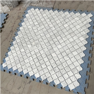 Carrara White Marble Arabesque Lantern Honed Mosaic Floor Tile