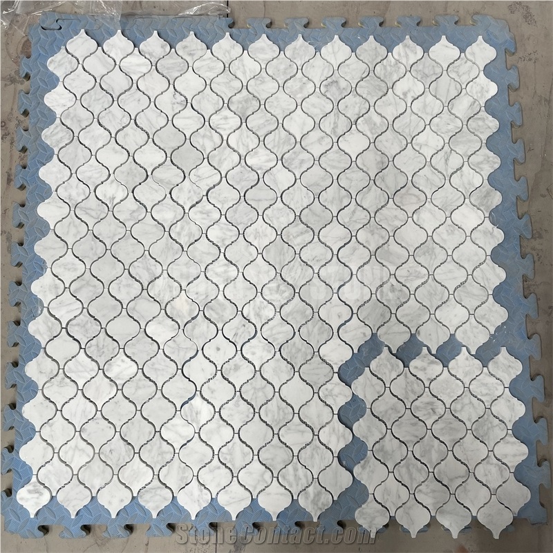 Carrara White Marble Arabesque Lantern Honed Mosaic Floor Tile