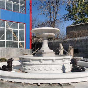 Bronze Fish Carving White Marble Garden Water Fountain Bronze Fish Carving White Marble Garden Water Fountain