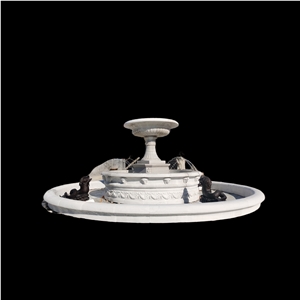 Bronze Fish Carving White Marble Garden  Water Fountain