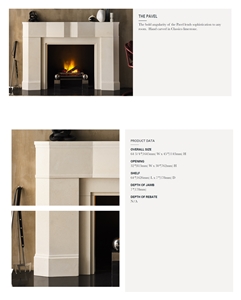 Sandy White Limestone Modern Design Fireplace