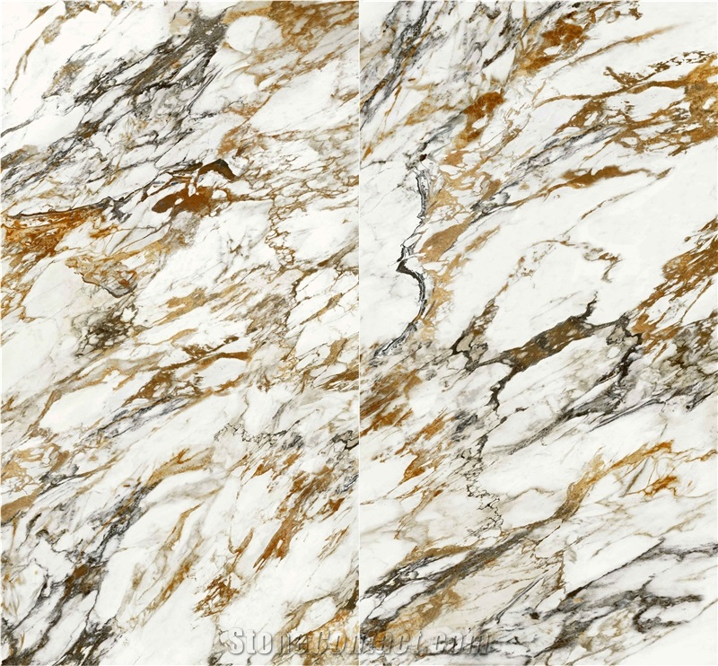 1600*3200MM  GLOSSY ITALIAN GOLDEN  WHITE  PORCELAIN SLAB