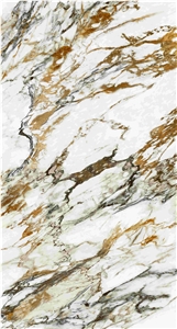 1600*3200MM  GLOSSY ITALIAN GOLDEN  WHITE  PORCELAIN SLAB
