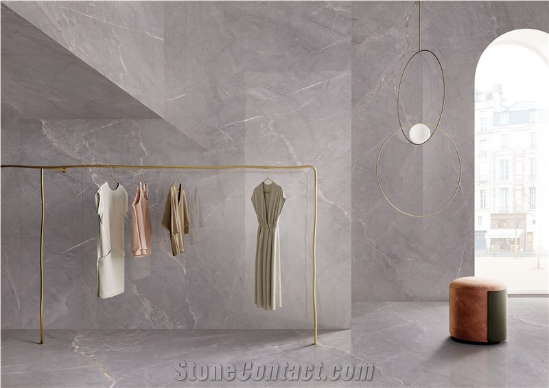 1600*3200MM  GLOSSY  POLAR SHADOW GREY  PORCELAIN SLAB