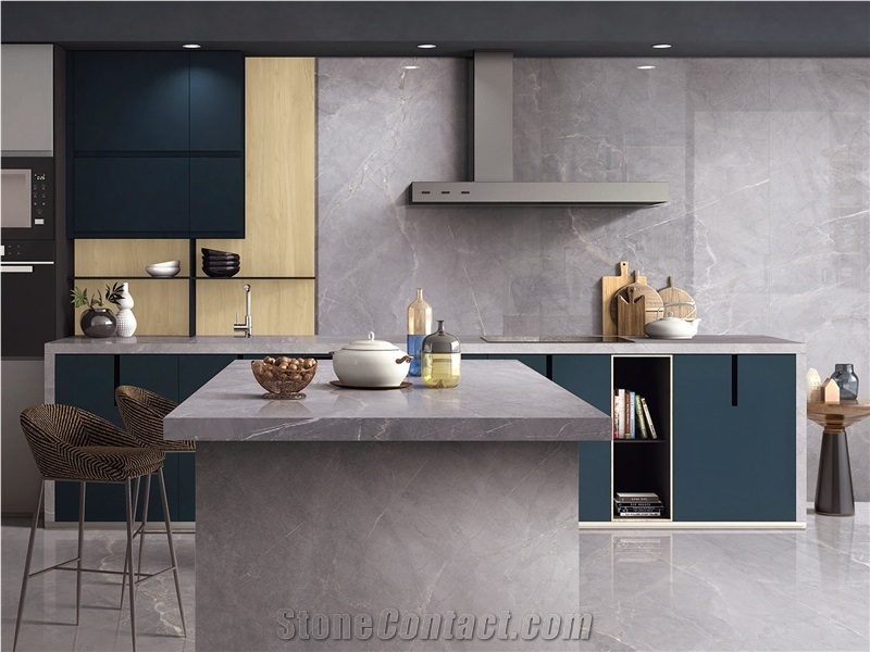 1600*3200MM  GLOSSY  POLAR SHADOW GREY  PORCELAIN SLAB
