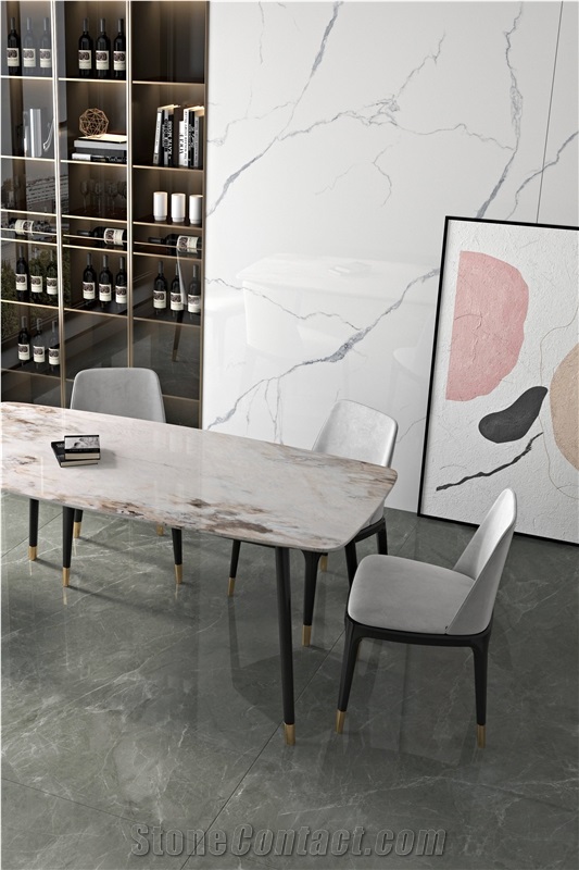 800*2000MM  GLOSSY BAIKAL WHITE  PORCELAIN SLAB