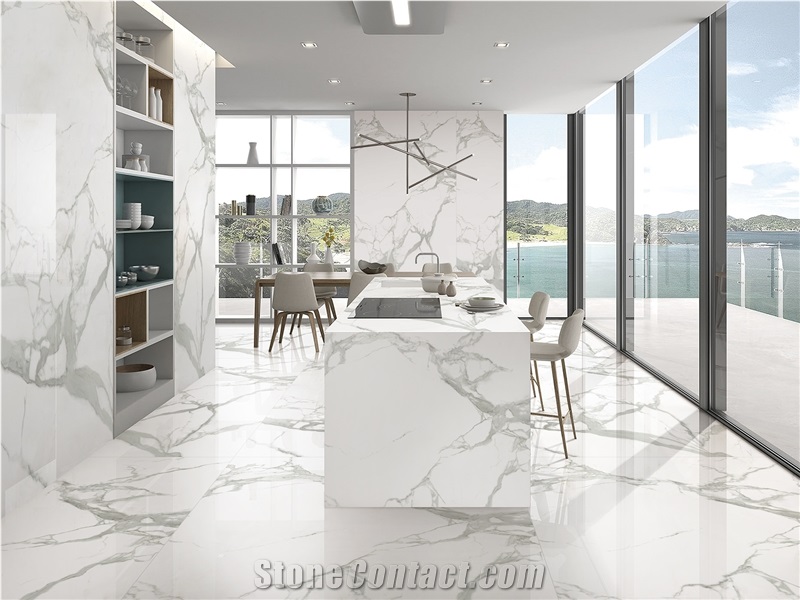 800*2000MM  GLOSSY BENTLEY WHITE  PORCELAIN SLAB