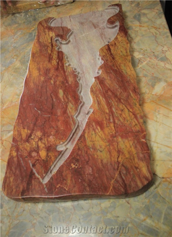 China Van Gogh Emperor Red Yellow Marble Teaboard Table
