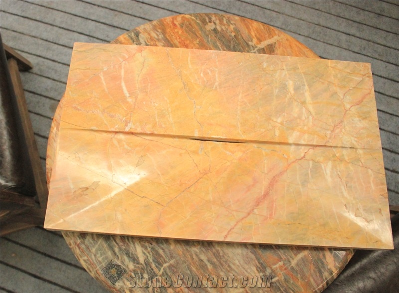 China Van Gogh Emperor Red Yellow Marble Teaboard Table