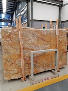 China XIN GE LI Brown Yellow Marble Polished Slabs