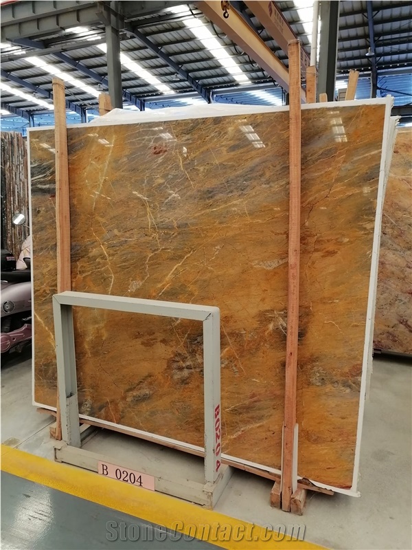 China XIN GE LI Brown Yellow Marble Polished Slabs