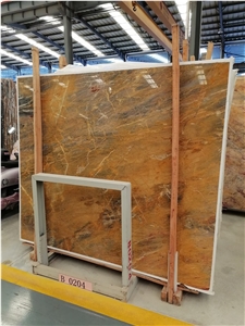 China XIN GE LI Brown Yellow Marble Polished Slabs