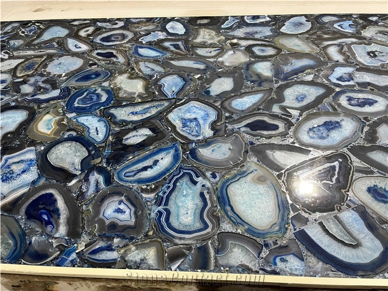 Large Blue Agate Semiprecious Stone Slabs