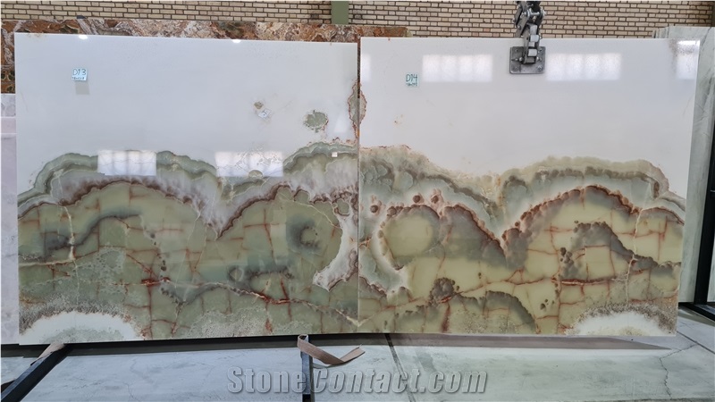 Green And White Onyx Slabs