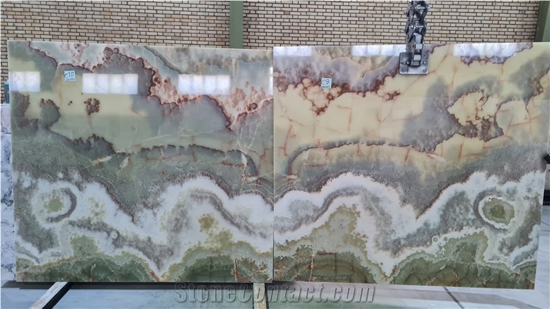 Green And White Onyx Slabs