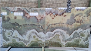 Green And White Onyx Slabs