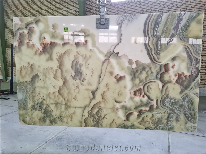 Green And White Onyx Slabs