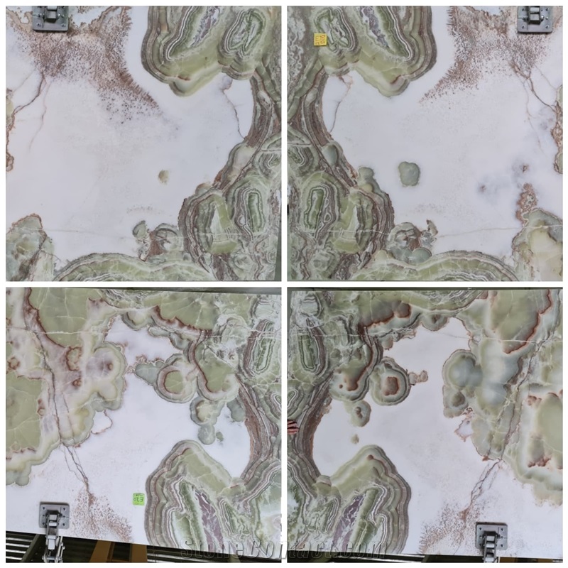 Green And White Onyx Slabs