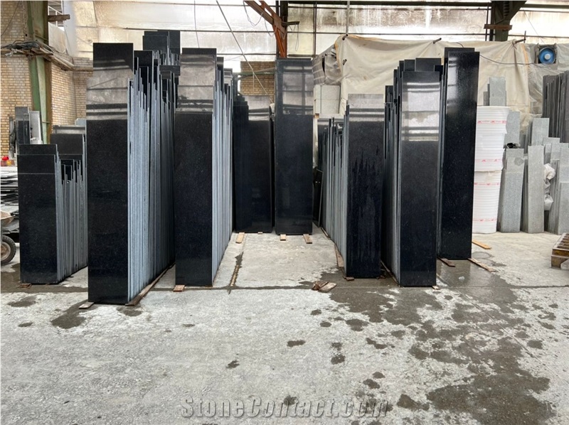 Natanz Black Granite Slabs, Tiles