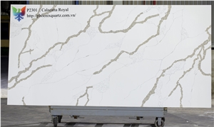 Best Selling Calacatta Quartz Slabs, Calacatta Royal P2301