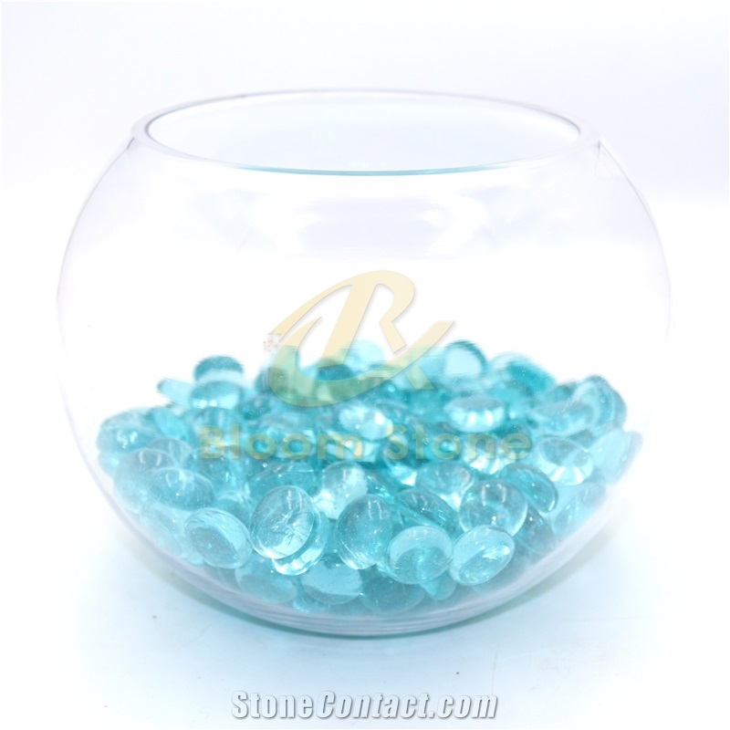 17-19Mm Aqua Blue Flat Glass Gems