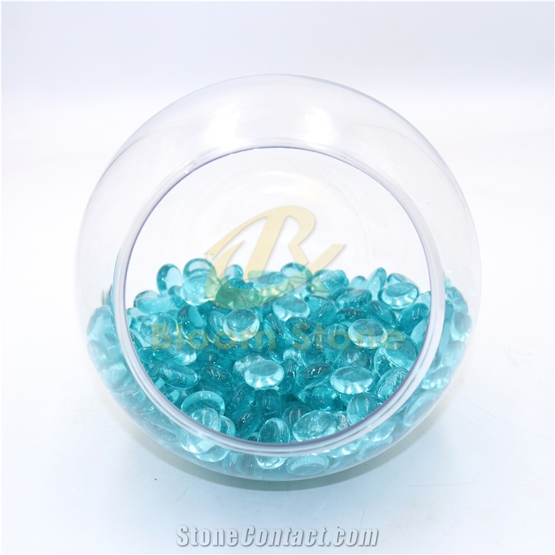 17-19Mm Aqua Blue Flat Glass Gems