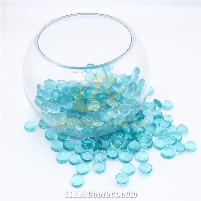 17-19Mm Aqua Blue Flat Glass Gems