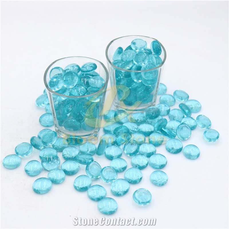 17-19Mm Aqua Blue Flat Glass Gems