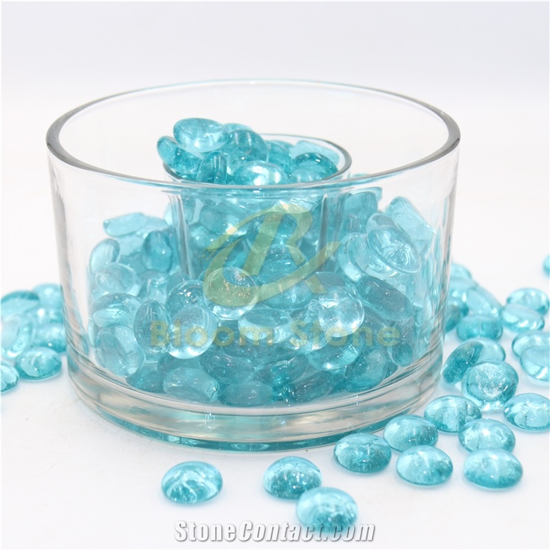 17-19Mm Aqua Blue Flat Glass Gems