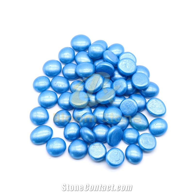 17-19Mm Blue Spray Colored Glass Beads Flat Glass Beads