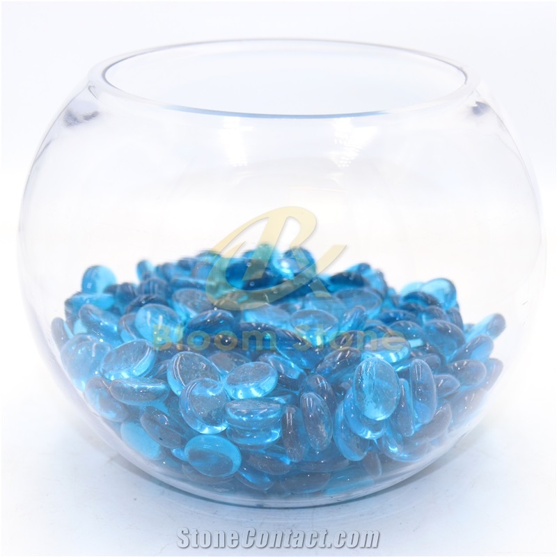 17-19Mm Flat Marble Vase Filler Caribbean Blue