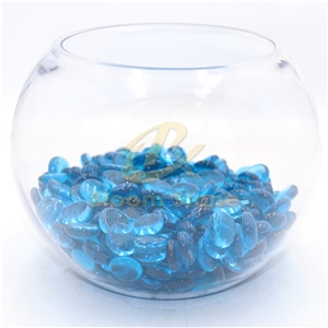 17-19Mm Flat Marble Vase Filler Caribbean Blue