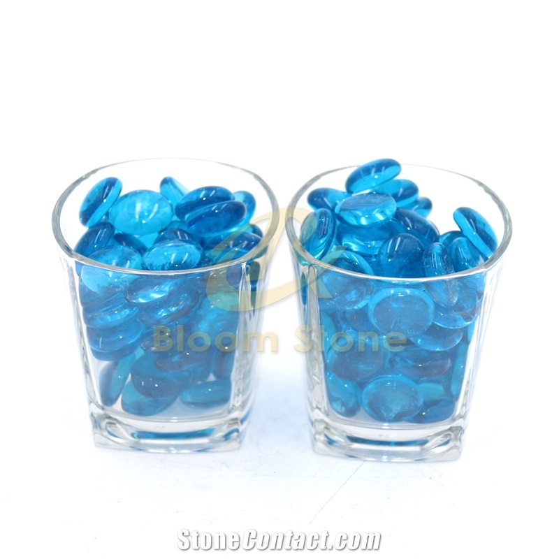17-19Mm Flat Marble Vase Filler Caribbean Blue