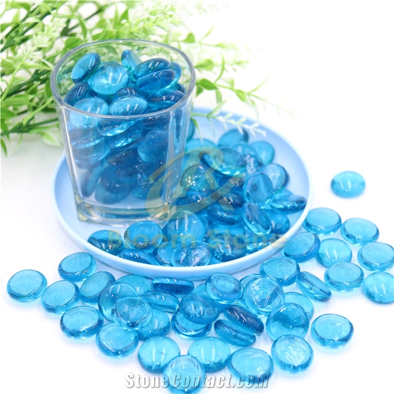 17-19Mm Flat Marble Vase Filler Caribbean Blue