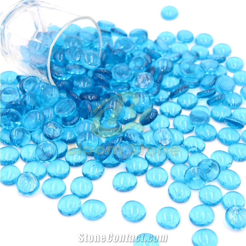 17-19Mm Flat Marble Vase Filler Caribbean Blue