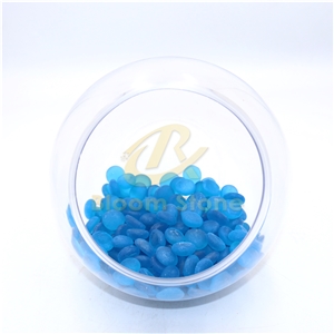 17-19Mm Flat Marble Vase Filler Frosted Caribbean Blue