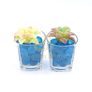 17-19Mm Flat Marble Vase Filler Frosted Caribbean Blue