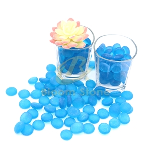 17-19Mm Flat Marble Vase Filler Frosted Caribbean Blue